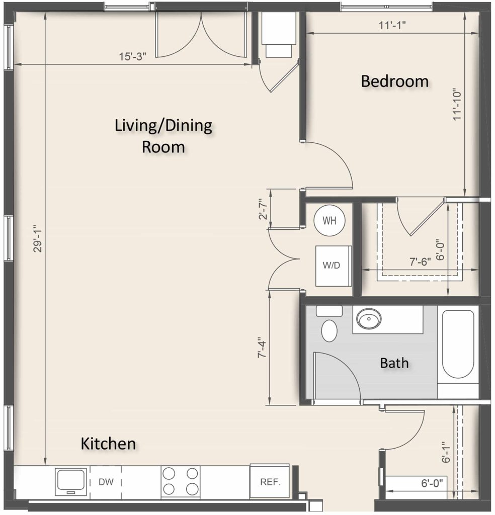 TYPE "A" - ONE BEDROOM (933 SF)