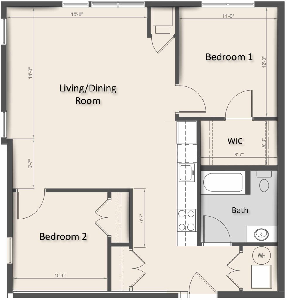 TYPE "P" - TWO BEDROOM (936 SF)