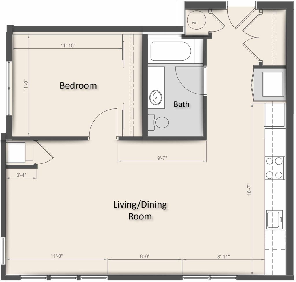 TYPE "Q" - TWO BEDROOM (806 SF)