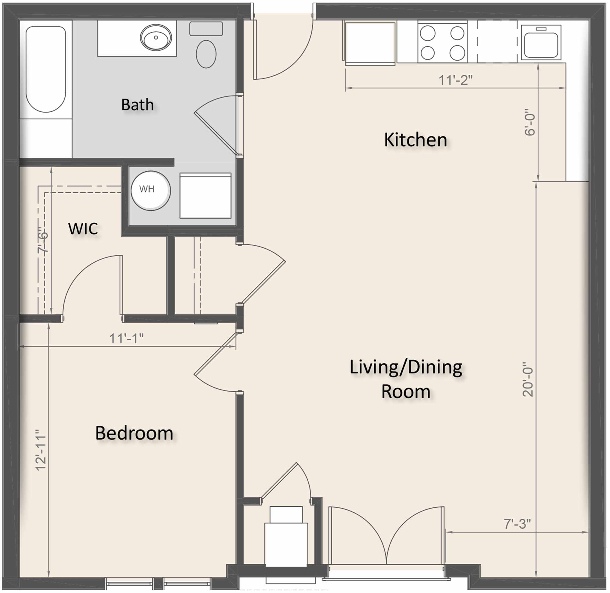 UNIT 404 - ONE BEDROOM (812 SF)